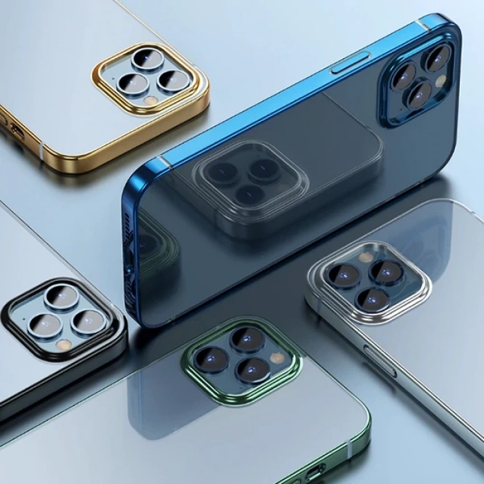 Baseus Glitter Case İPhone 12 Mini 5.4  Şeffaf Lüx Silikon Kılıf Soft TPU Kılıf-(1903)