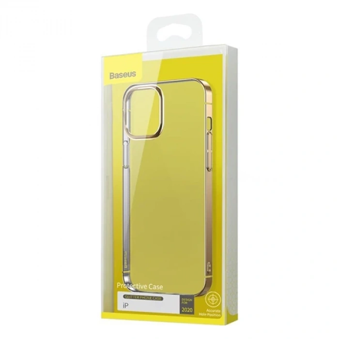 Baseus Glitter İPhone 12/12 Pro Şeffaf Lüx Silikon Kılıf Soft TPU Kılıf-(1903)