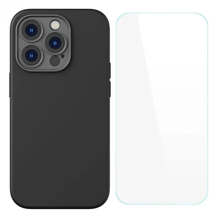 Baseus Liquid Silica iPhone 14 Pro Silikon Kılıf + Tempered Ekran Koruyucu Set-(1903)