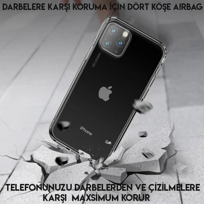 Baseus Safety Airbags İPhone 11 Pro 5.8   Şeffaf Darbe Emici Slikon Kılıf-(1903)