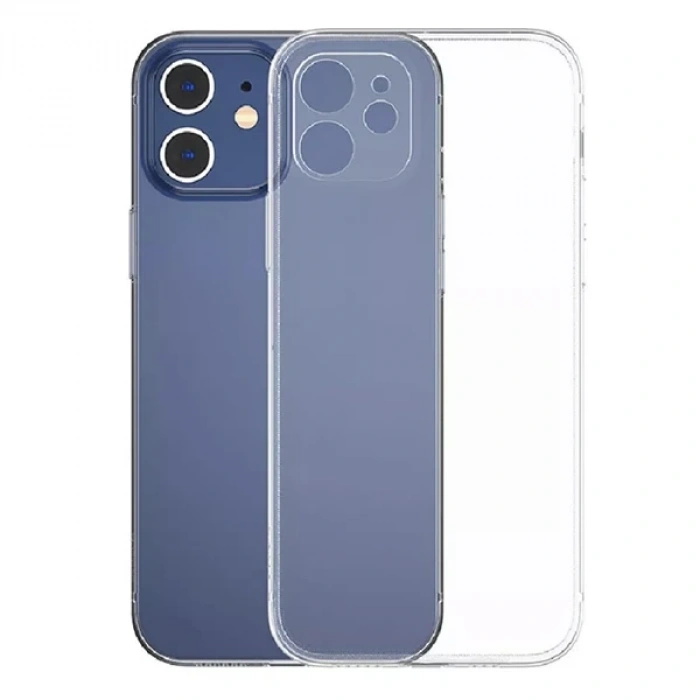 Baseus Simple Case iPhone 12 6.1 İnce Şeffaf Silikon Kılıf Kamera Korumalı-(1903)