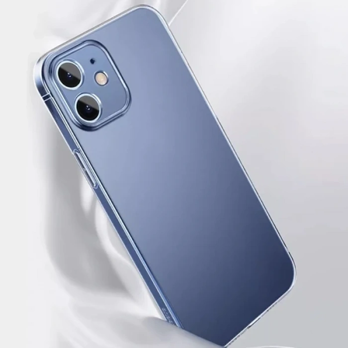 Baseus Simple Case iPhone 12 6.1 İnce Şeffaf Silikon Kılıf Kamera Korumalı-(1903)