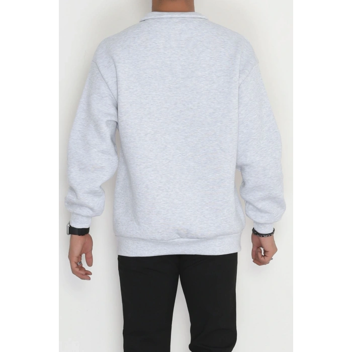 Baskılı 3 İplik Şardonlu Erkek Sweat Gri - 42585.1872.