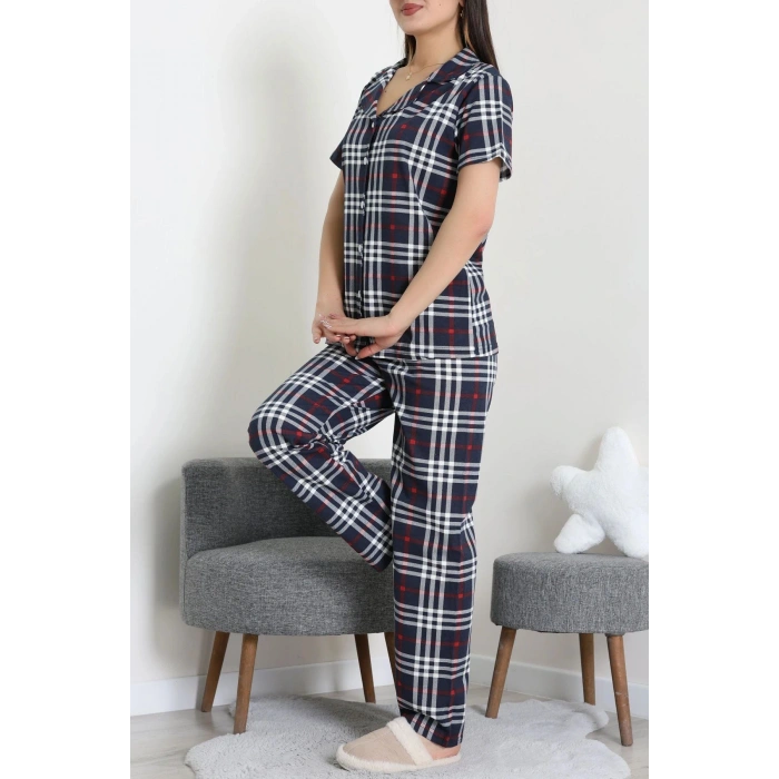 Baskılı Düğmeli Pijama Takım Lacikırmızı - 50776.1773.