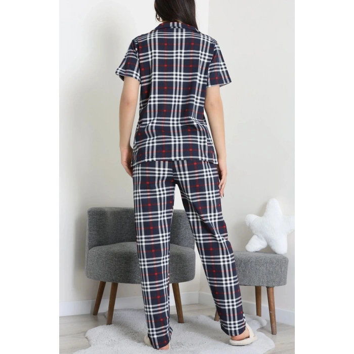 Baskılı Düğmeli Pijama Takım Lacikırmızı - 50776.1773.