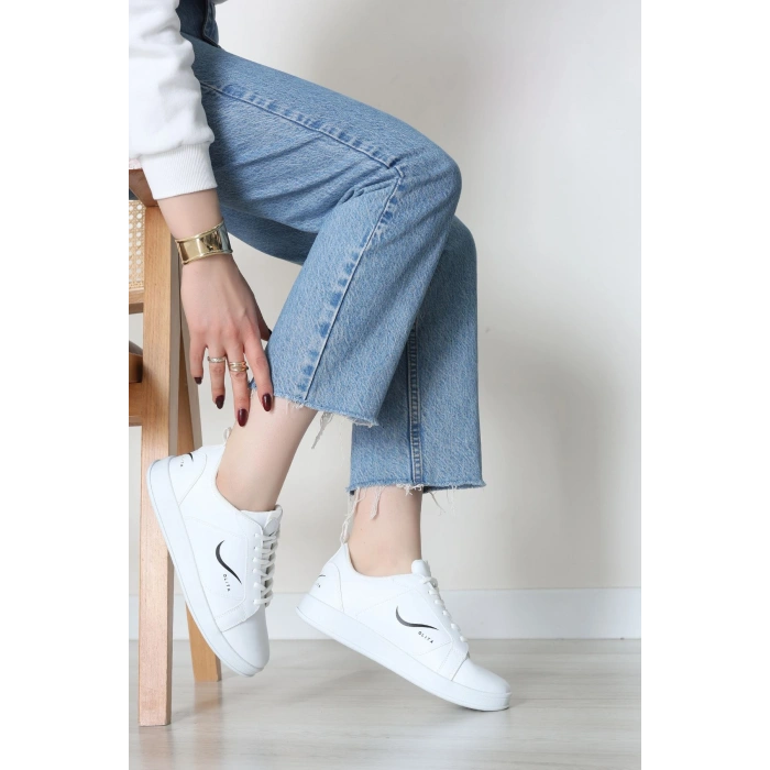 Baskılı Günlük Ayakkabı Beyazsiyah - 30303.264.