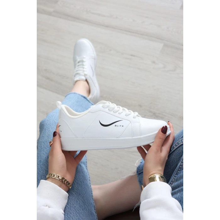 Baskılı Günlük Ayakkabı Beyazsiyah - 30303.264.