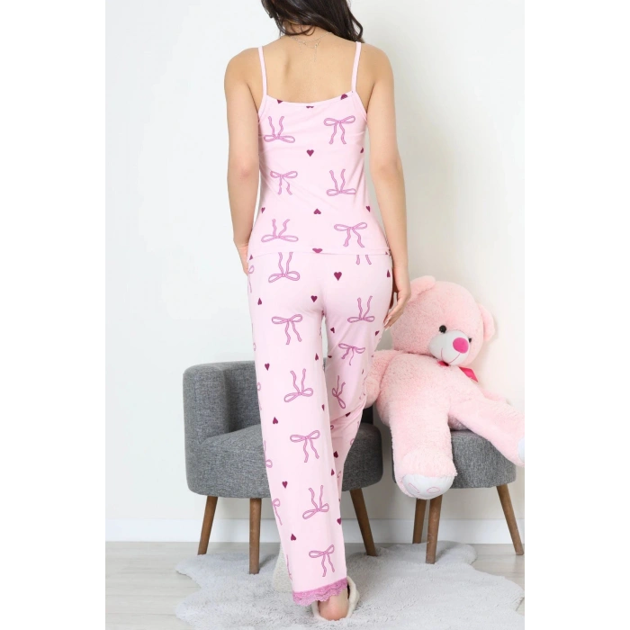 Baskılı İp Askılı Milan Pijama Takımı Pembe - 320.1287.
