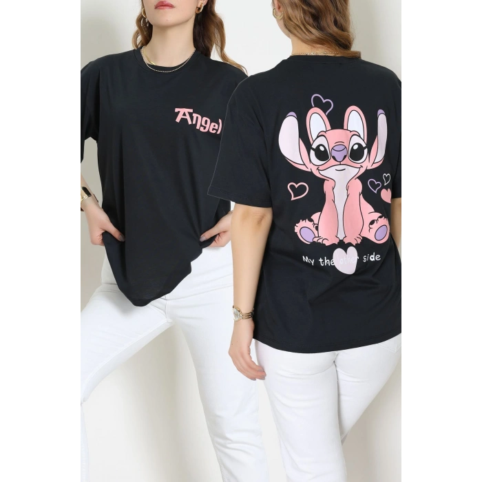 Baskılı Kompakt Penye Tişört Antipembe - 55044.1872.