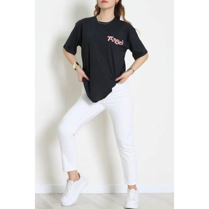 Baskılı Kompakt Penye Tişört Antipembe - 55044.1872.