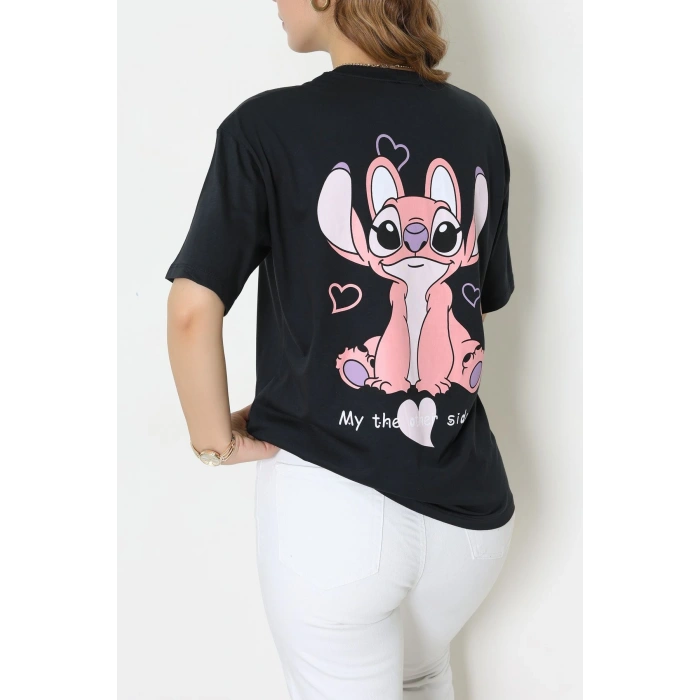 Baskılı Kompakt Penye Tişört Antipembe - 55044.1872.