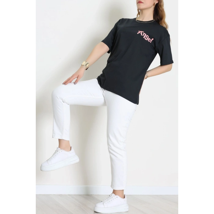 Baskılı Kompakt Penye Tişört Antipembe - 55044.1872.