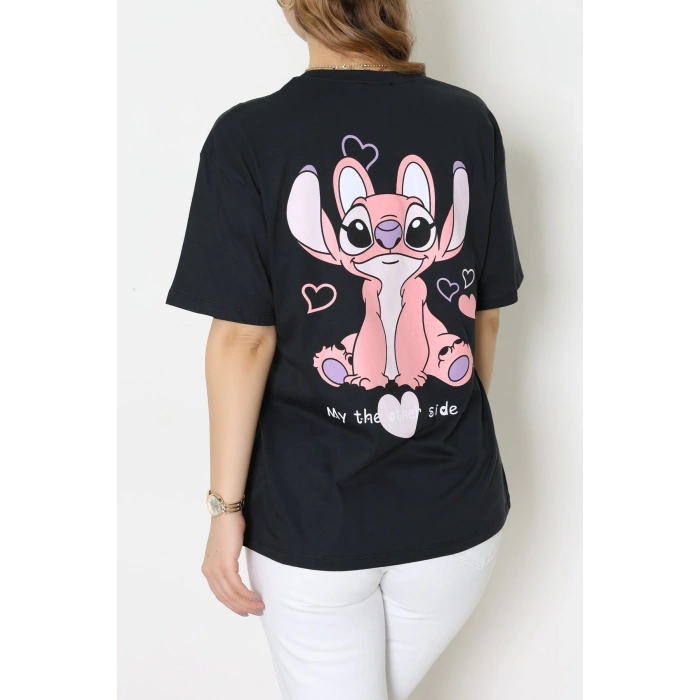 Baskılı Kompakt Penye Tişört Antipembe - 55044.1872.