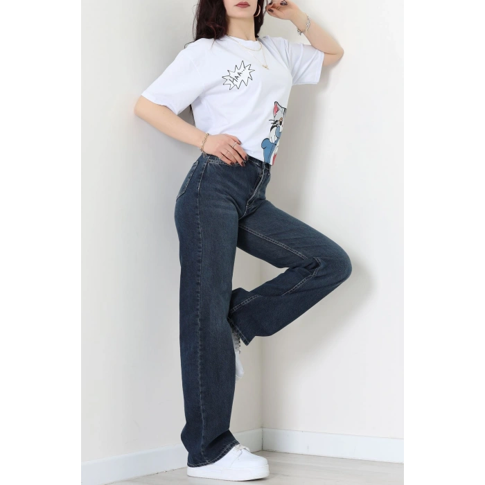 Baskılı Kompakt Penye Tişört Beyazgri1 - 55044.1872.