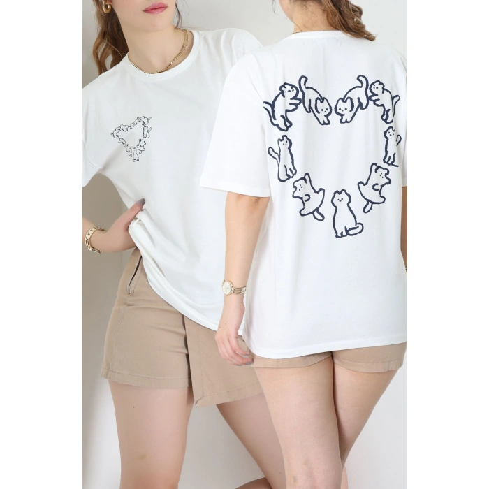 Baskılı Kompakt Penye Tişört Beyazlaci - 55044.1872.