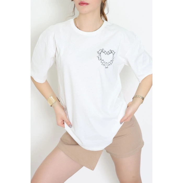 Baskılı Kompakt Penye Tişört Beyazlaci - 55044.1872.