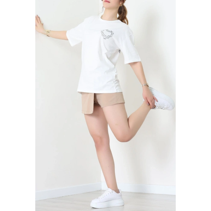 Baskılı Kompakt Penye Tişört Beyazlaci - 55044.1872.