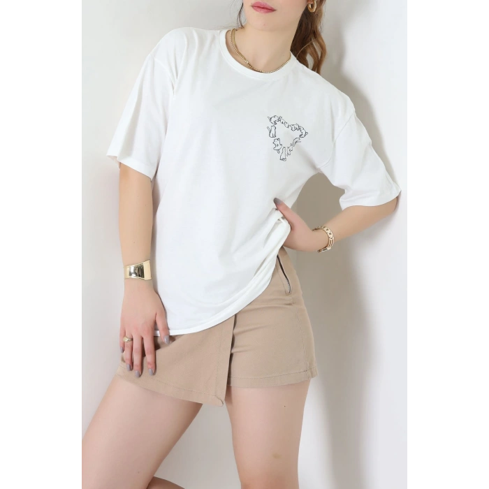 Baskılı Kompakt Penye Tişört Beyazlaci - 55044.1872.