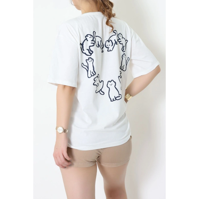 Baskılı Kompakt Penye Tişört Beyazlaci - 55044.1872.