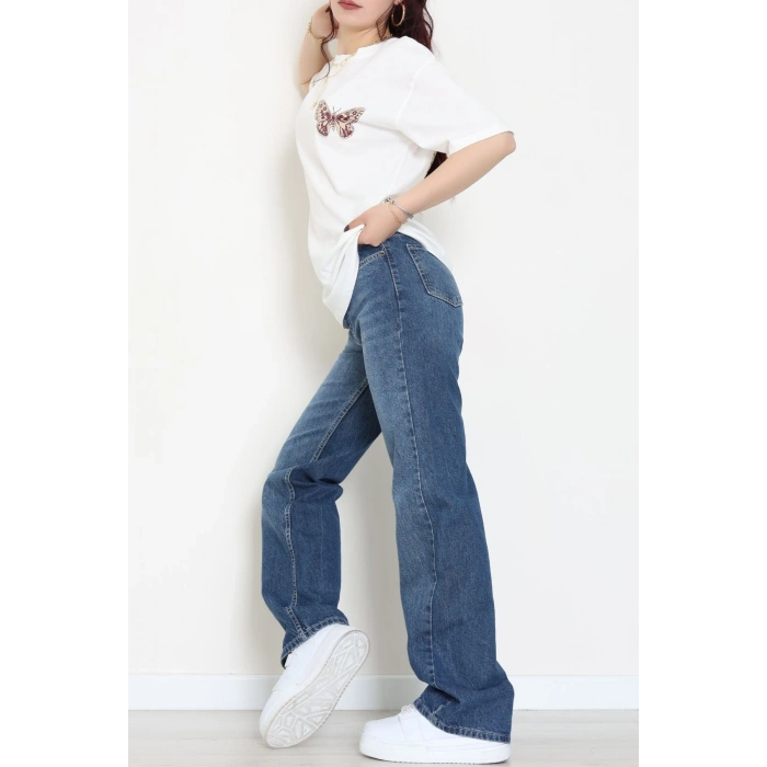 Baskılı Kompakt Penye Tişört Ekrukahve - 55044.1872.