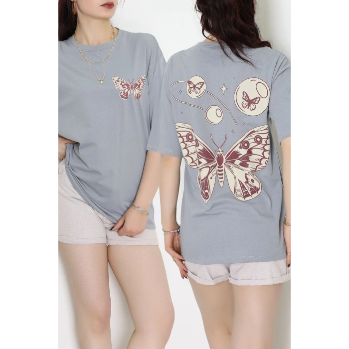 Baskılı Kompakt Penye Tişört Grikrem1 - 55044.1872.