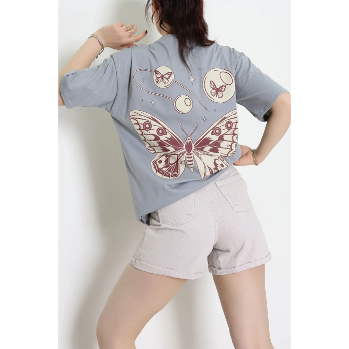 Baskılı Kompakt Penye Tişört Grikrem1 - 55044.1872.