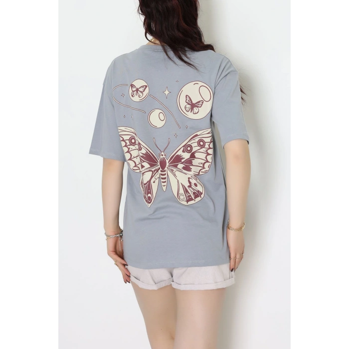 Baskılı Kompakt Penye Tişört Grikrem1 - 55044.1872.