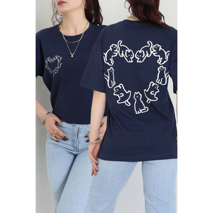 Baskılı Kompakt Penye Tişört Lacibeyaz - 55044.1872.