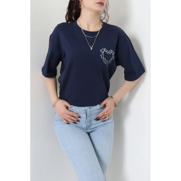 Baskılı Kompakt Penye Tişört Lacibeyaz - 55044.1872.