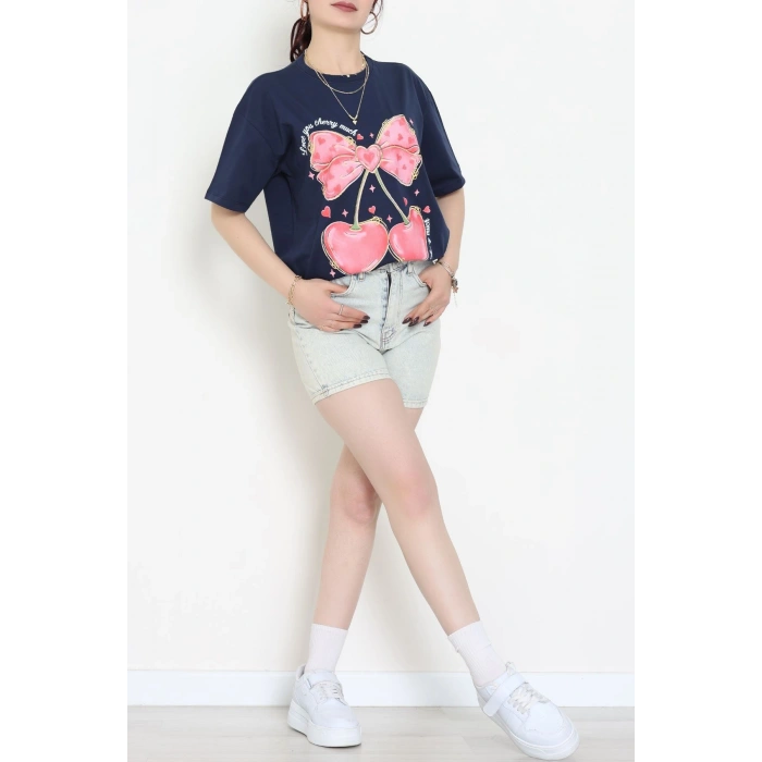 Baskılı Kompakt Penye Tişört Lacikırmızı - 55044.1872.