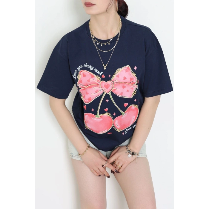 Baskılı Kompakt Penye Tişört Lacikırmızı - 55044.1872.