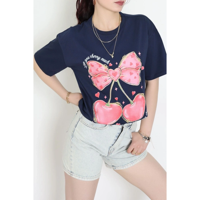 Baskılı Kompakt Penye Tişört Lacikırmızı - 55044.1872.