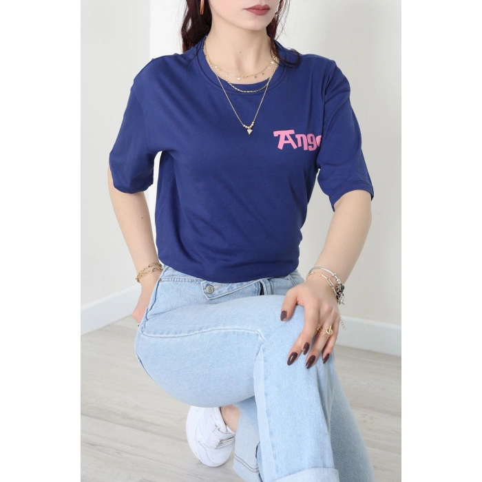 Baskılı Kompakt Penye Tişört Lacipembe - 55044.1872.