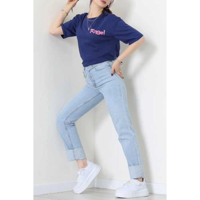 Baskılı Kompakt Penye Tişört Lacipembe - 55044.1872.