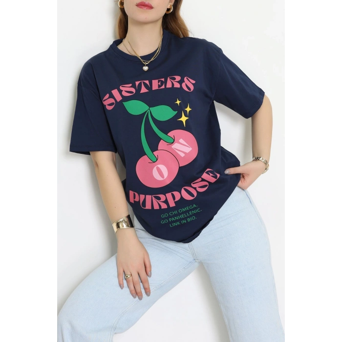 Baskılı Kompakt Penye Tişört Laciyeşil - 55044.1872.