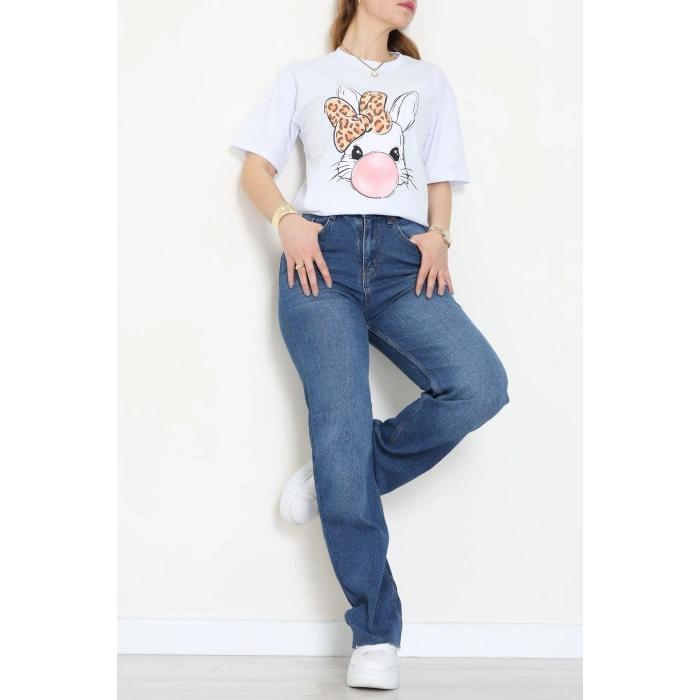 Baskılı Kompakt Penye Tişört Mavileo - 55044.1872.