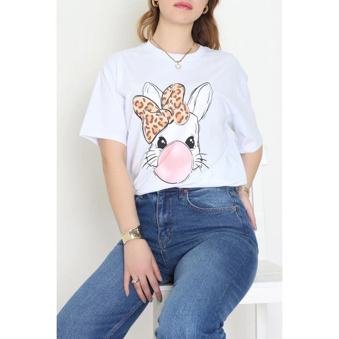 Baskılı Kompakt Penye Tişört Mavileo - 55044.1872.