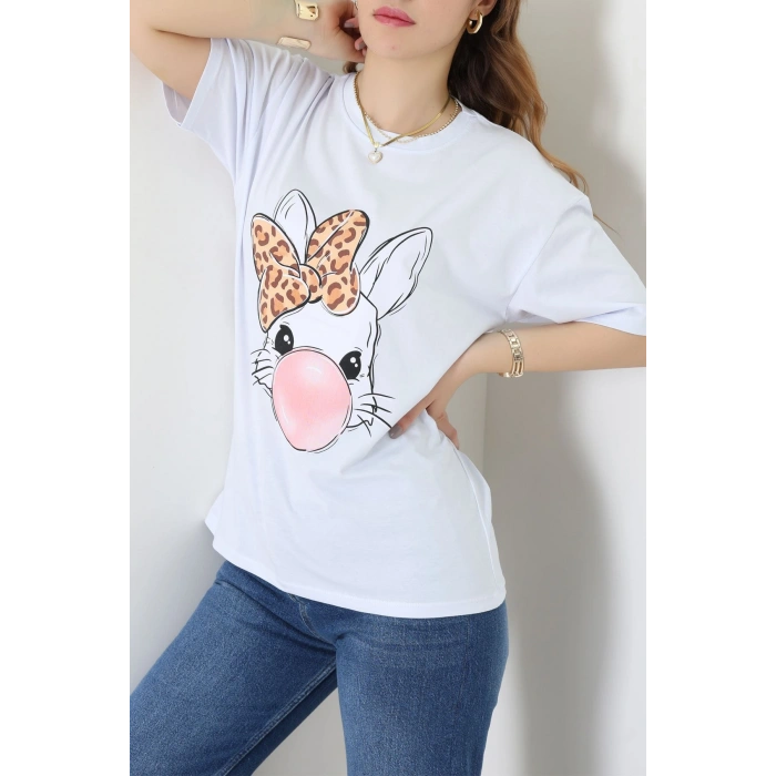 Baskılı Kompakt Penye Tişört Mavileo - 55044.1872.