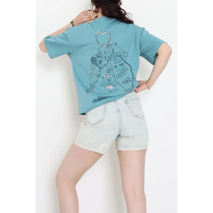 Baskılı Kompakt Penye Tişört Mint - 55044.1872.