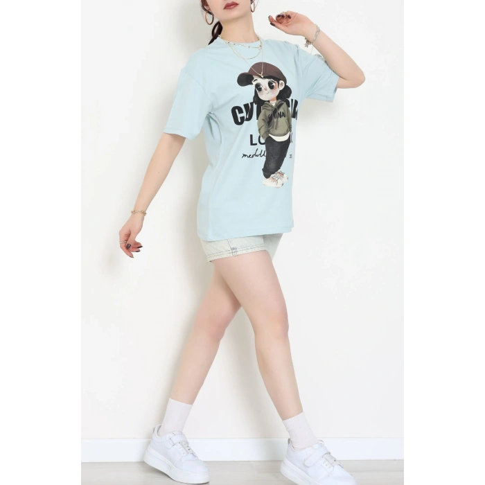 Baskılı Kompakt Penye Tişört Mintkahve - 55044.1872.