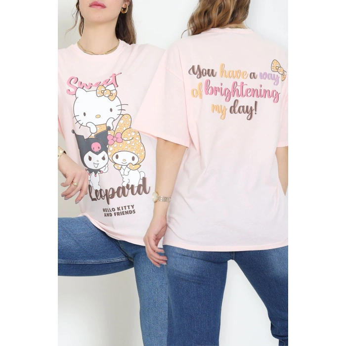 Baskılı Kompakt Penye Tişört Pembesarı - 55044.1872.