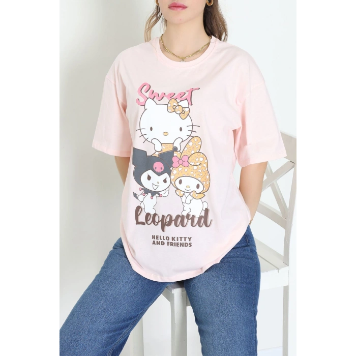 Baskılı Kompakt Penye Tişört Pembesarı - 55044.1872.