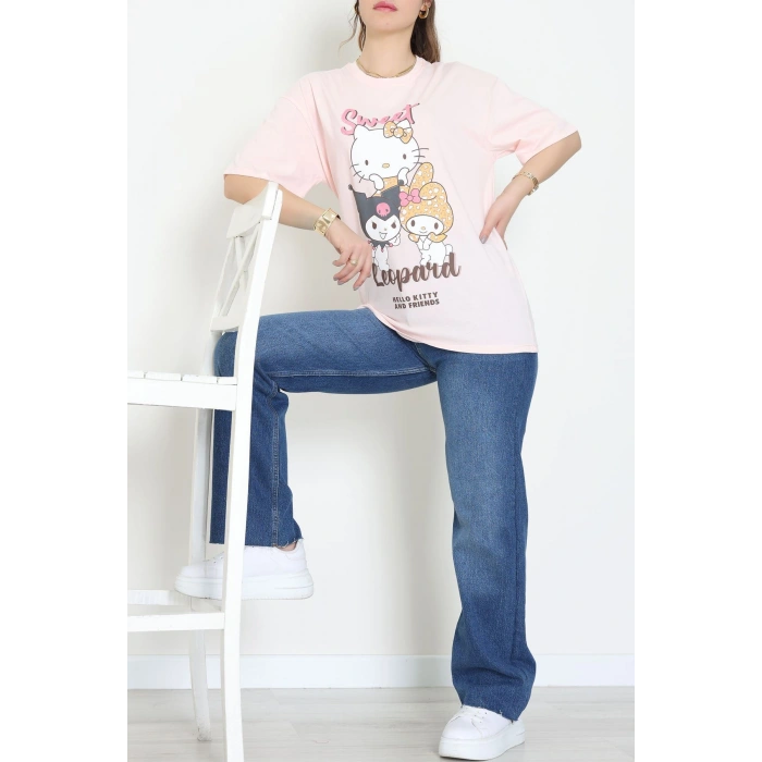 Baskılı Kompakt Penye Tişört Pembesarı - 55044.1872.