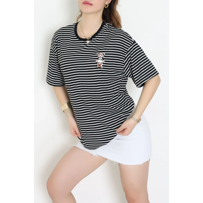 Baskılı Kompakt Penye Tişört Siyahbeyaz - 55044.1872.