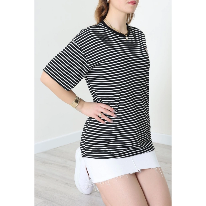 Baskılı Kompakt Penye Tişört Siyahbeyaz - 55044.1872.