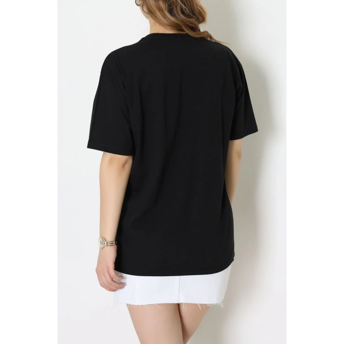 Baskılı Kompakt Penye Tişört Siyahyeşil - 55044.1872.