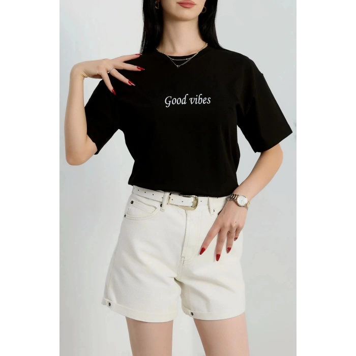 Baskılı Oversize Penye Tişört Siyahbeyaz2 - 41305.0034.