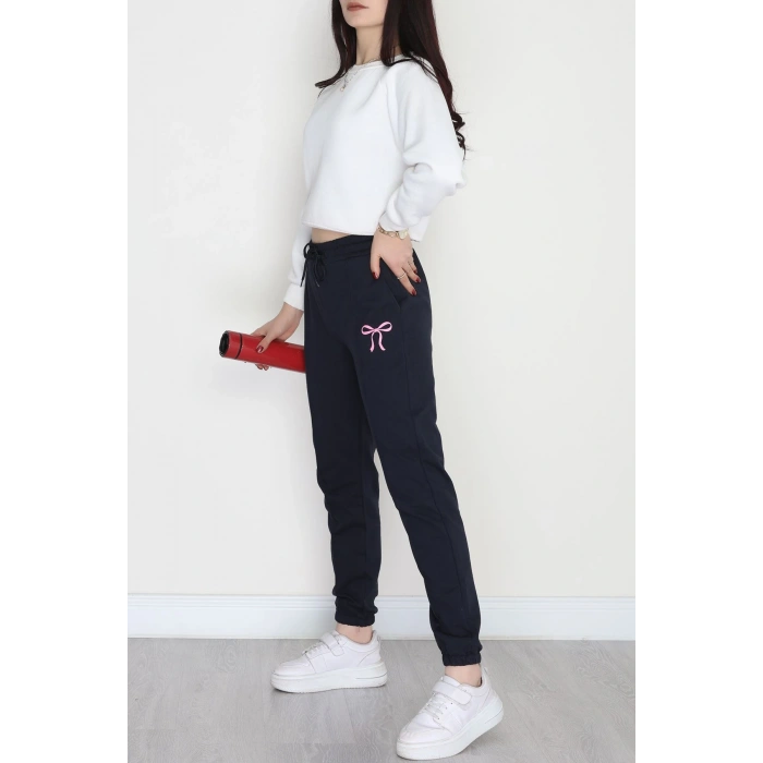 Baskılı Paça Lastik Eşofman Altı Lacivertpembe - 41316.1431.