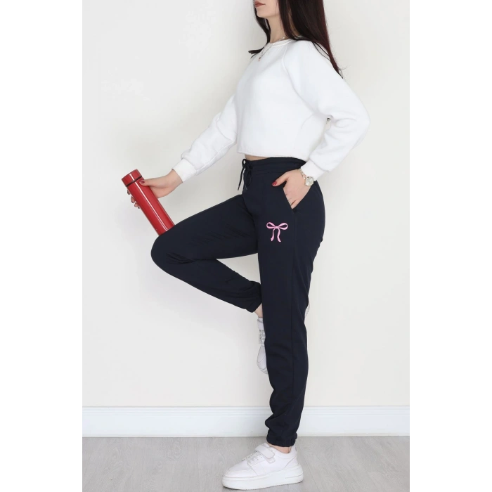 Baskılı Paça Lastik Eşofman Altı Lacivertpembe - 41316.1431.