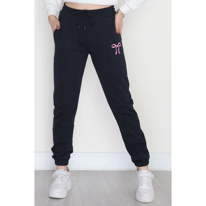 Baskılı Paça Lastik Eşofman Altı Lacivertpembe - 41316.1431.